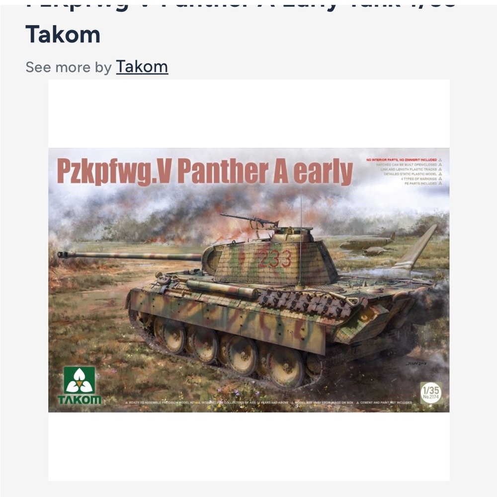 Panther A Early Tank Building Set Pzkpfwg.V